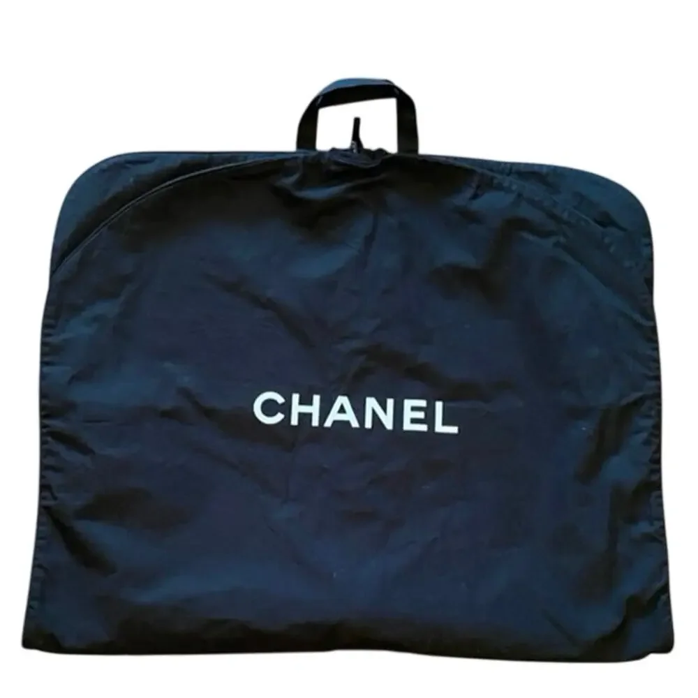 CHANEL GARMENT BAG Black Cotton Travel Suit Dress Cover Hanging Case